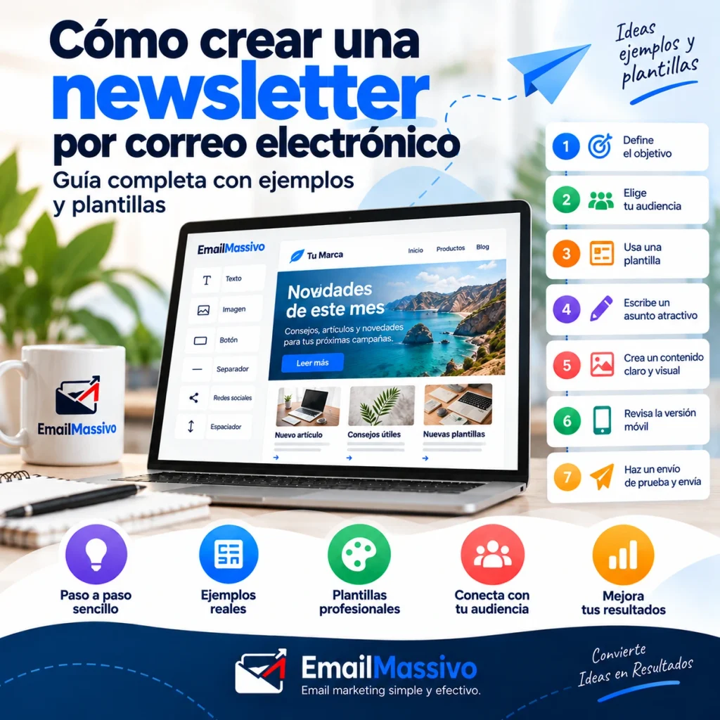 Guía visual para crear una newsletter por correo electrónico con ejemplos y plantillas