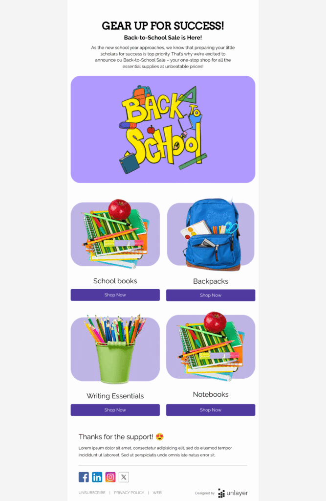 School Supplies Sale