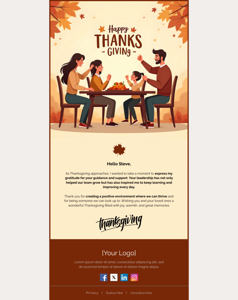 Thanksgiving Email to Boss