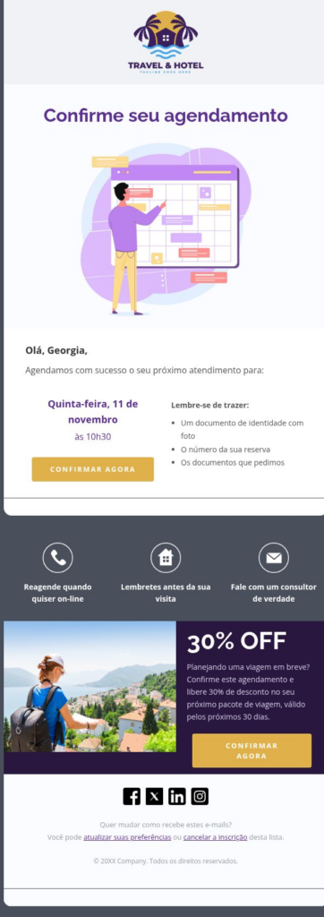 Solicitação de confirmação de agendamento