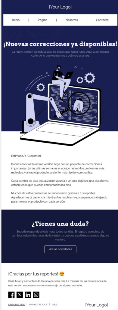 Correcciones de errores