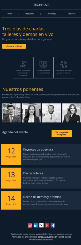 Correo de presentación de la conferencia