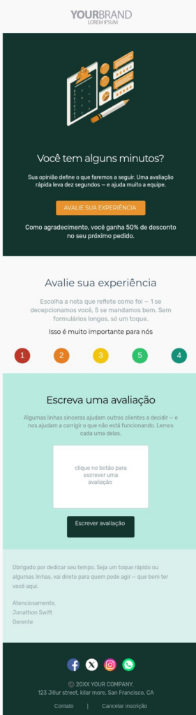 Solicitação de feedback dos clientes