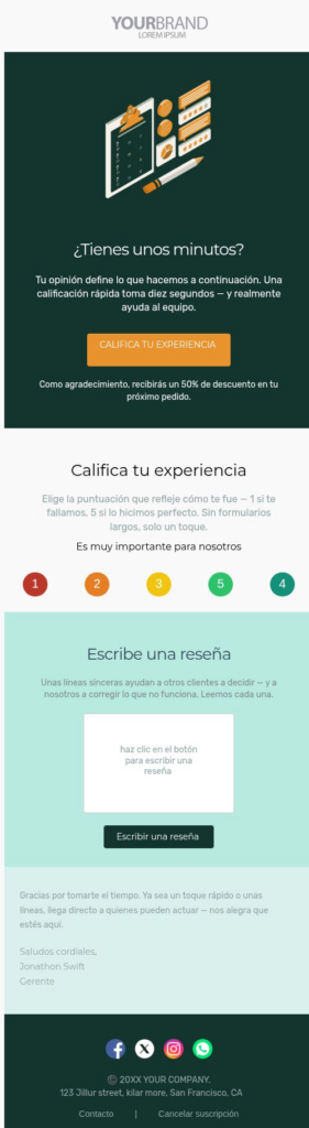 Solicitud de comentarios de clientes