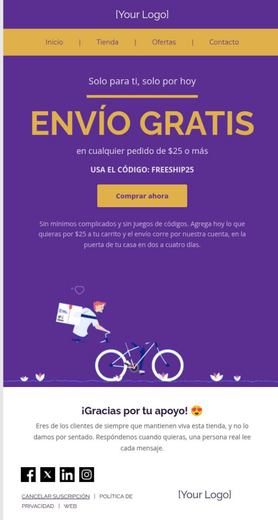 Envío gratis solo hoy