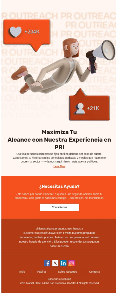 Correo de contacto de relaciones públicas
