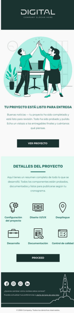 Detalles de entrega del proyecto