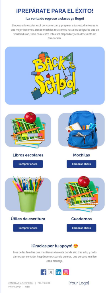 Venta de útiles escolares